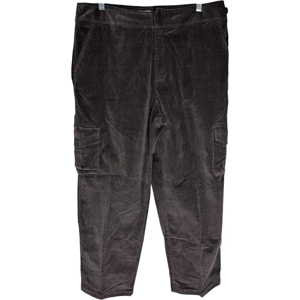 DAVID N SPORT‎ Women Brown Corduroy Cargo Pants Stretch Style 7875 Size 14 NWT